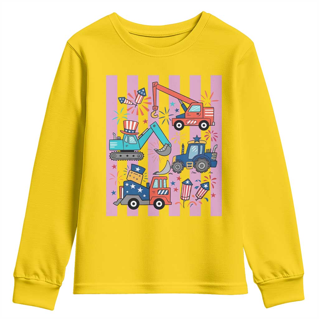 Red White And Blue Construction Crew Youth Sweatshirt Patriotic Kids 4th Of July