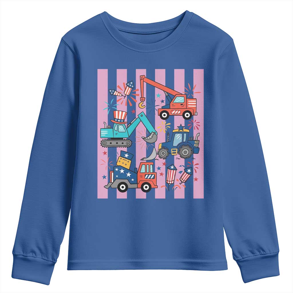 Red White And Blue Construction Crew Youth Sweatshirt Patriotic Kids 4th Of July