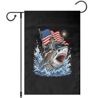 Patriotic Skeleton Pirate Riding Shark Garden Flag American Ocean Pride