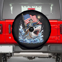 Patriotic Skeleton Pirate Riding Shark Spare Tire Cover American Ocean Pride