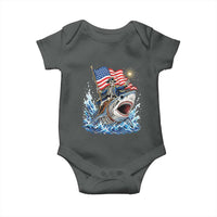 Patriotic Skeleton Pirate Riding Shark Baby Onesie American Ocean Pride