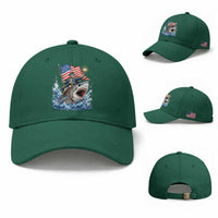 Patriotic Skeleton Pirate Riding Shark Baseball Cap American Ocean Pride
