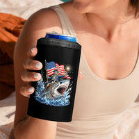 Patriotic Skeleton Pirate Riding Shark 4 in 1 Can Cooler Tumbler American Ocean Pride
