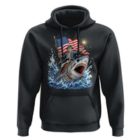 Patriotic Skeleton Pirate Riding Shark Hoodie American Ocean Pride