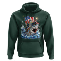 Patriotic Skeleton Pirate Riding Shark Hoodie American Ocean Pride
