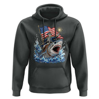 Patriotic Skeleton Pirate Riding Shark Hoodie American Ocean Pride