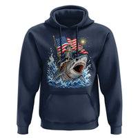 Patriotic Skeleton Pirate Riding Shark Hoodie American Ocean Pride