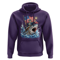 Patriotic Skeleton Pirate Riding Shark Hoodie American Ocean Pride