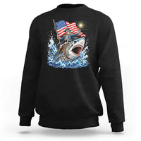 Patriotic Skeleton Pirate Riding Shark Sweatshirt American Ocean Pride