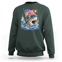 Patriotic Skeleton Pirate Riding Shark Sweatshirt American Ocean Pride