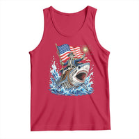 Patriotic Skeleton Pirate Riding Shark Tank Top American Ocean Pride