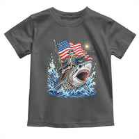 Patriotic Skeleton Pirate Riding Shark Toddler T Shirt American Ocean Pride