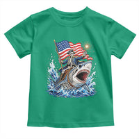 Patriotic Skeleton Pirate Riding Shark Toddler T Shirt American Ocean Pride