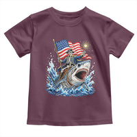 Patriotic Skeleton Pirate Riding Shark Toddler T Shirt American Ocean Pride