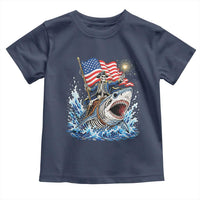Patriotic Skeleton Pirate Riding Shark Toddler T Shirt American Ocean Pride
