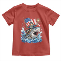 Patriotic Skeleton Pirate Riding Shark Toddler T Shirt American Ocean Pride