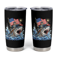 Patriotic Skeleton Pirate Riding Shark Tumbler Cup American Ocean Pride