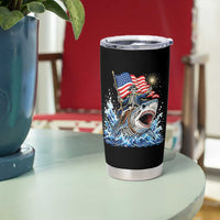 Patriotic Skeleton Pirate Riding Shark Tumbler Cup American Ocean Pride