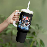 Patriotic Skeleton Pirate Riding Shark Tumbler With Handle American Ocean Pride