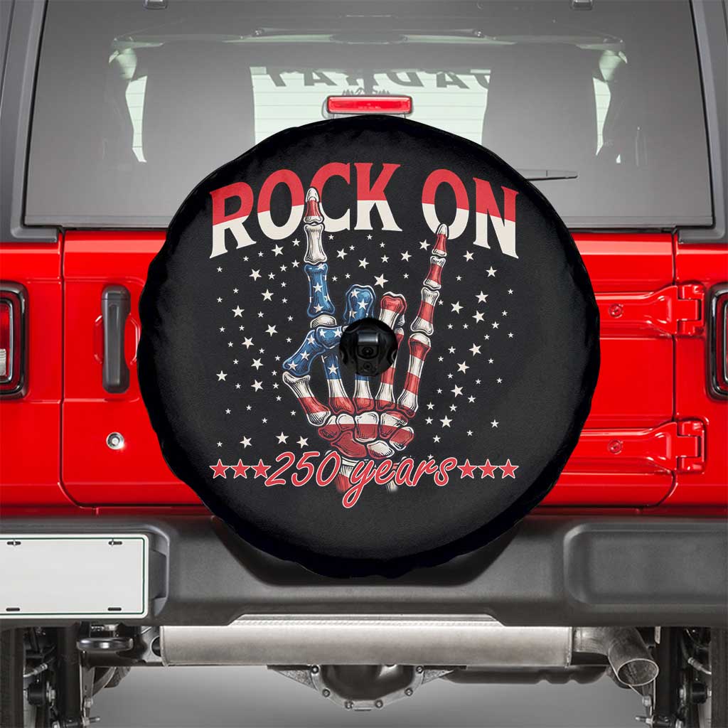 Patriotic Rocker Skeleton Hand Spare Tire Cover Rock On 250 Years