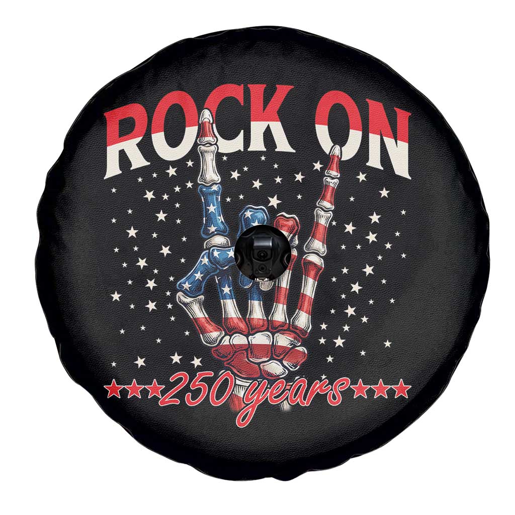 Patriotic Rocker Skeleton Hand Spare Tire Cover Rock On 250 Years