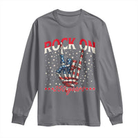 Patriotic Rocker Skeleton Hand Long Sleeve Shirt Rock On 250 Years