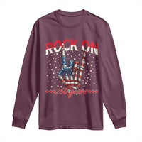 Patriotic Rocker Skeleton Hand Long Sleeve Shirt Rock On 250 Years