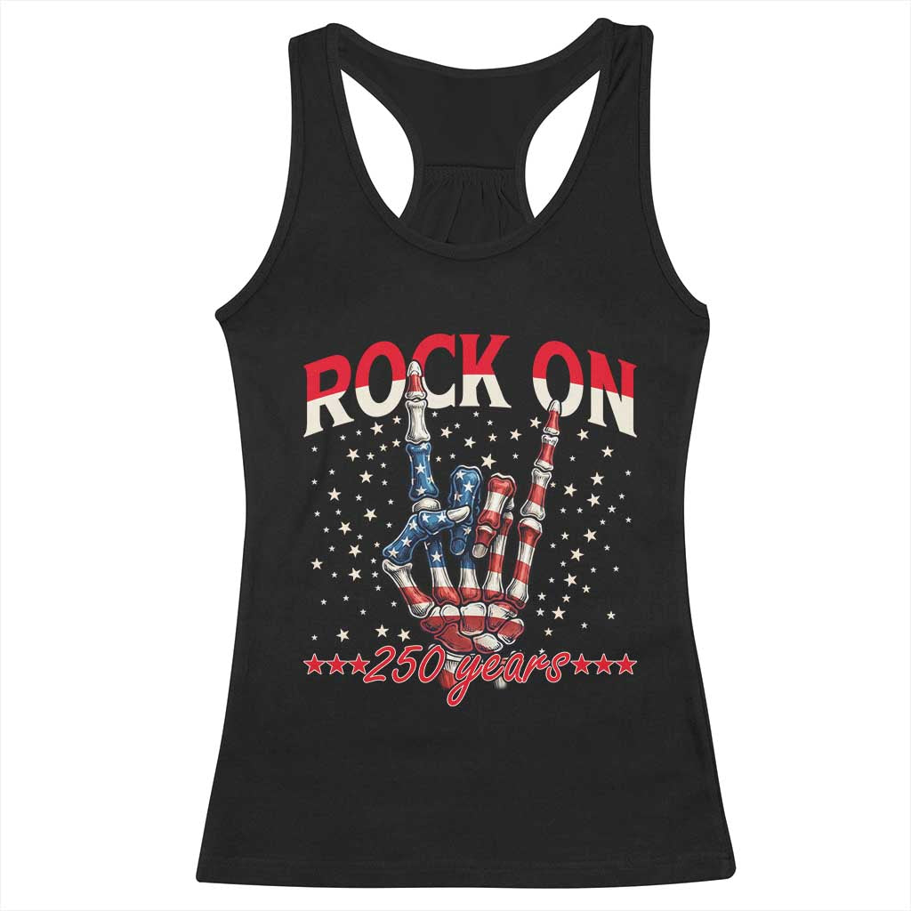 Patriotic Rocker Skeleton Hand Racerback Tank Top Rock On 250 Years