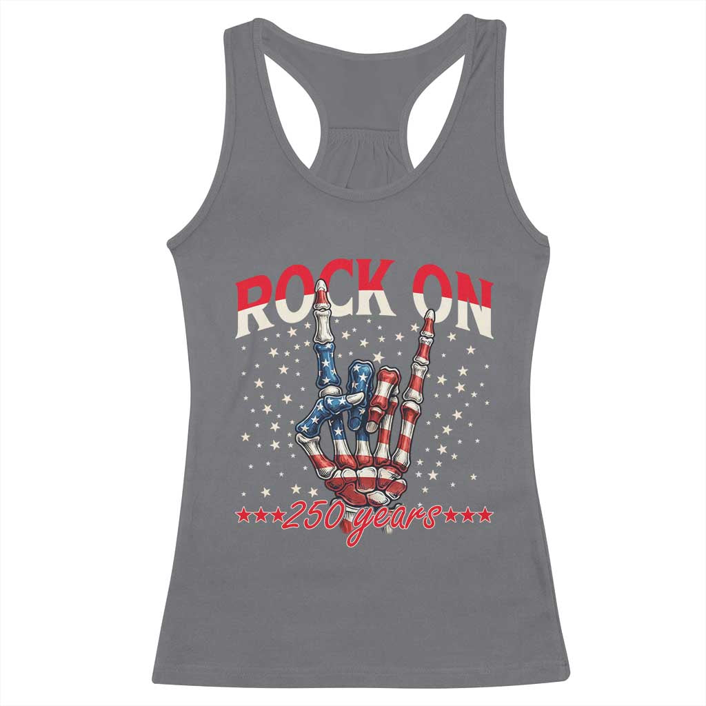 Patriotic Rocker Skeleton Hand Racerback Tank Top Rock On 250 Years