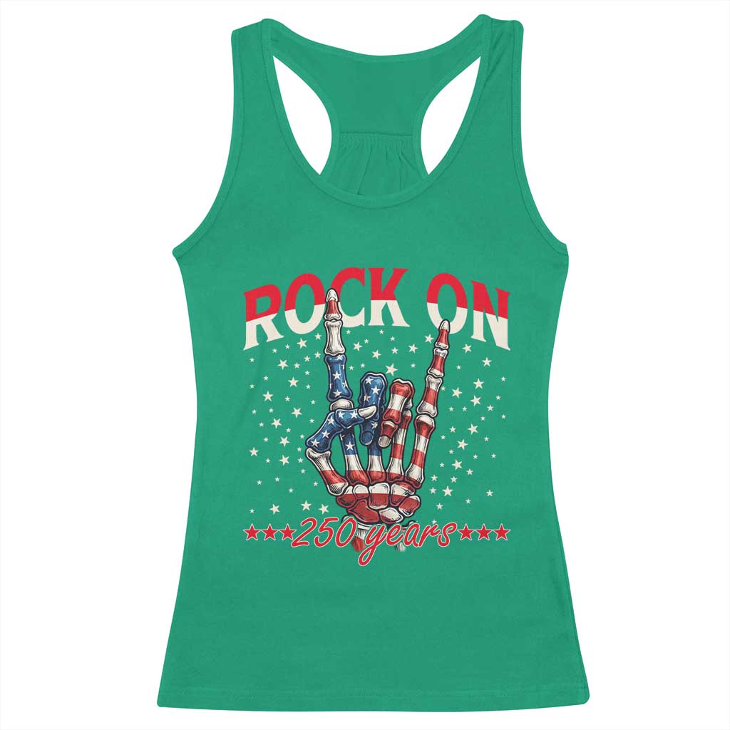 Patriotic Rocker Skeleton Hand Racerback Tank Top Rock On 250 Years