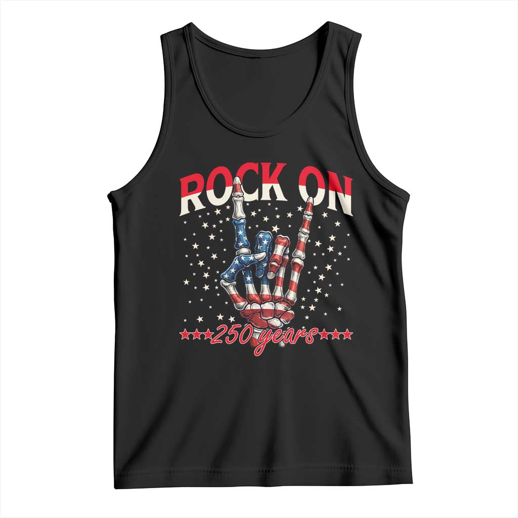 Patriotic Rocker Skeleton Hand Tank Top Rock On 250 Years