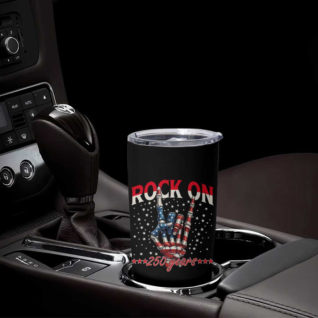 Patriotic Rocker Skeleton Hand Tumbler Cup Rock On 250 Years