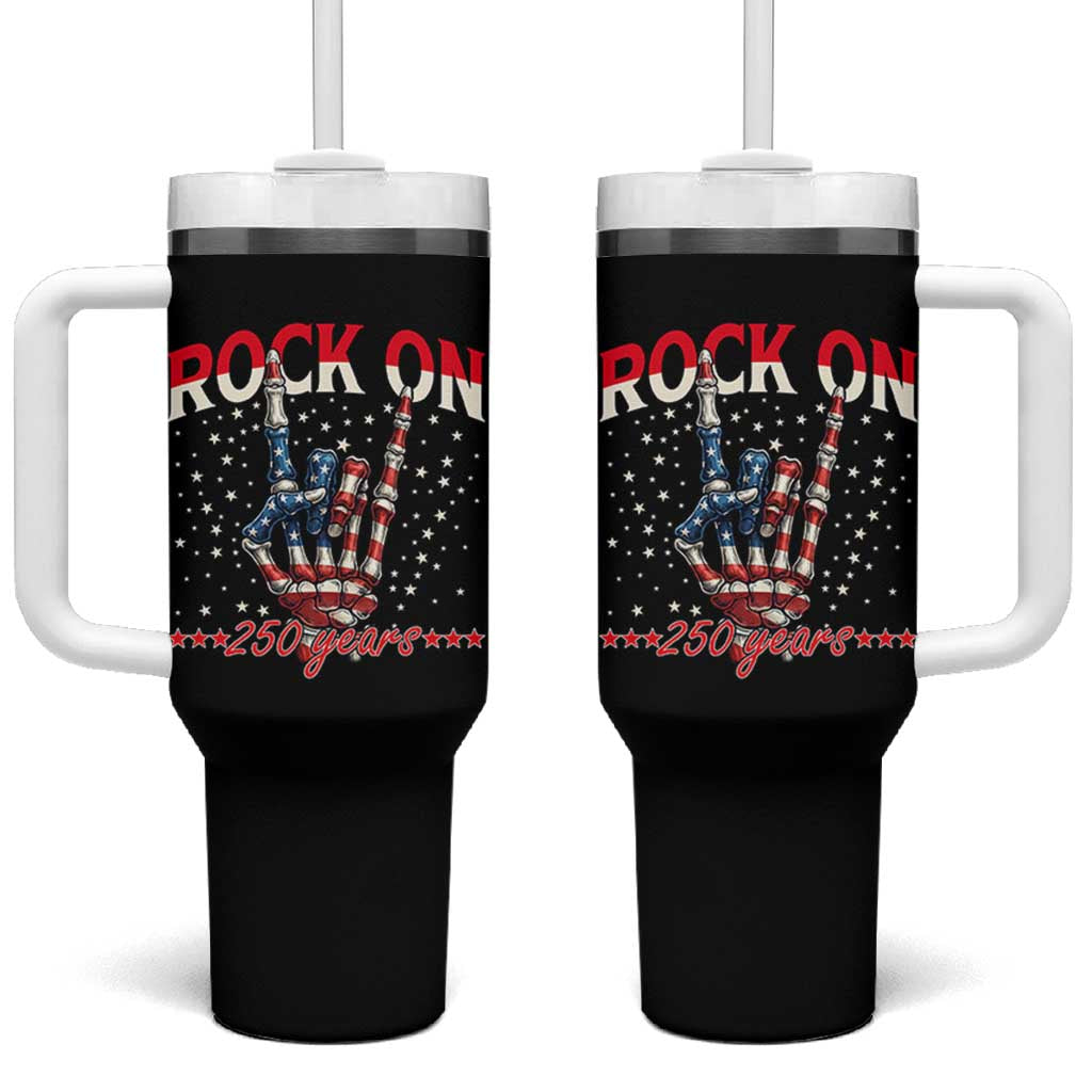 Patriotic Rocker Skeleton Hand Tumbler With Handle Rock On 250 Years