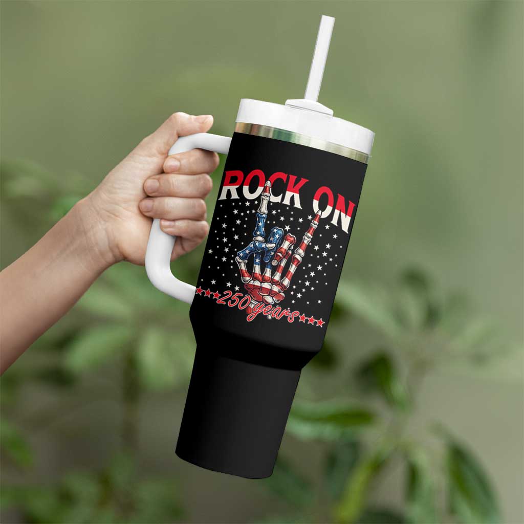 Patriotic Rocker Skeleton Hand Tumbler With Handle Rock On 250 Years
