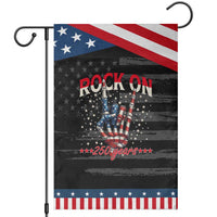 Red White Blue Rocker Skeleton Hand Patriotic Garden Flag Rock On 250 Years