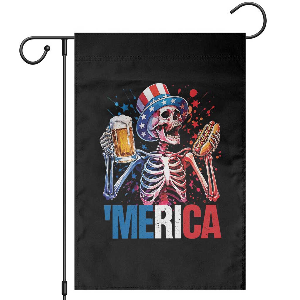 Red White And Blue Skeleton Party Garden Flag American Freedom Vibes