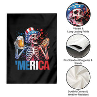 Red White And Blue Skeleton Party Garden Flag American Freedom Vibes
