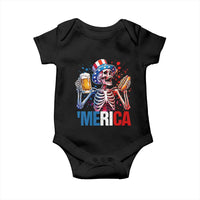 Red White And Blue Skeleton Party Baby Onesie American Freedom Vibes