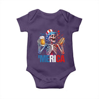 Red White And Blue Skeleton Party Baby Onesie American Freedom Vibes