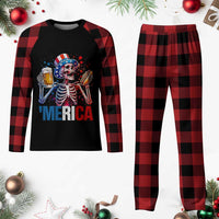 Red White And Blue Skeleton Party Plaid Pajama Set American Freedom Vibes