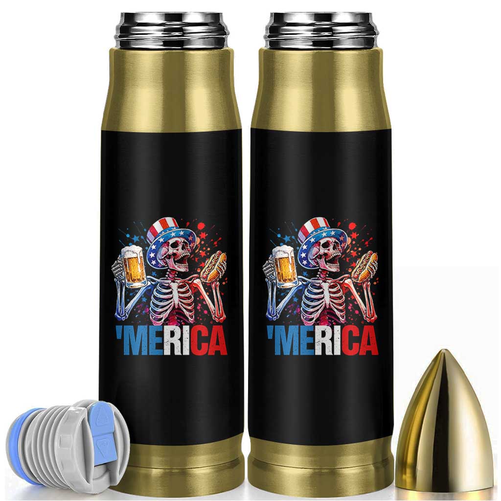 Red White And Blue Skeleton Party Bullet Tumbler American Freedom Vibes