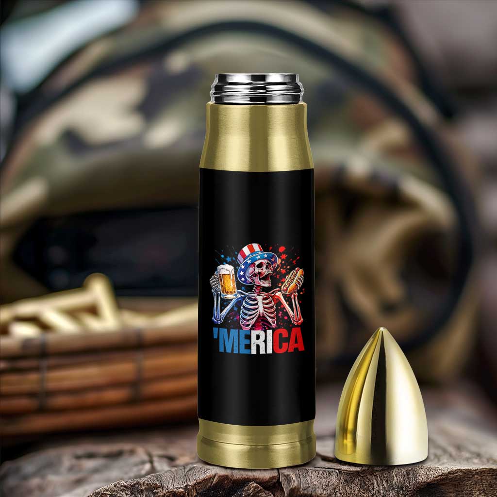 Red White And Blue Skeleton Party Bullet Tumbler American Freedom Vibes