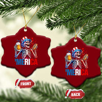 Red White And Blue Skeleton Party Ceramic Ornament American Freedom Vibes