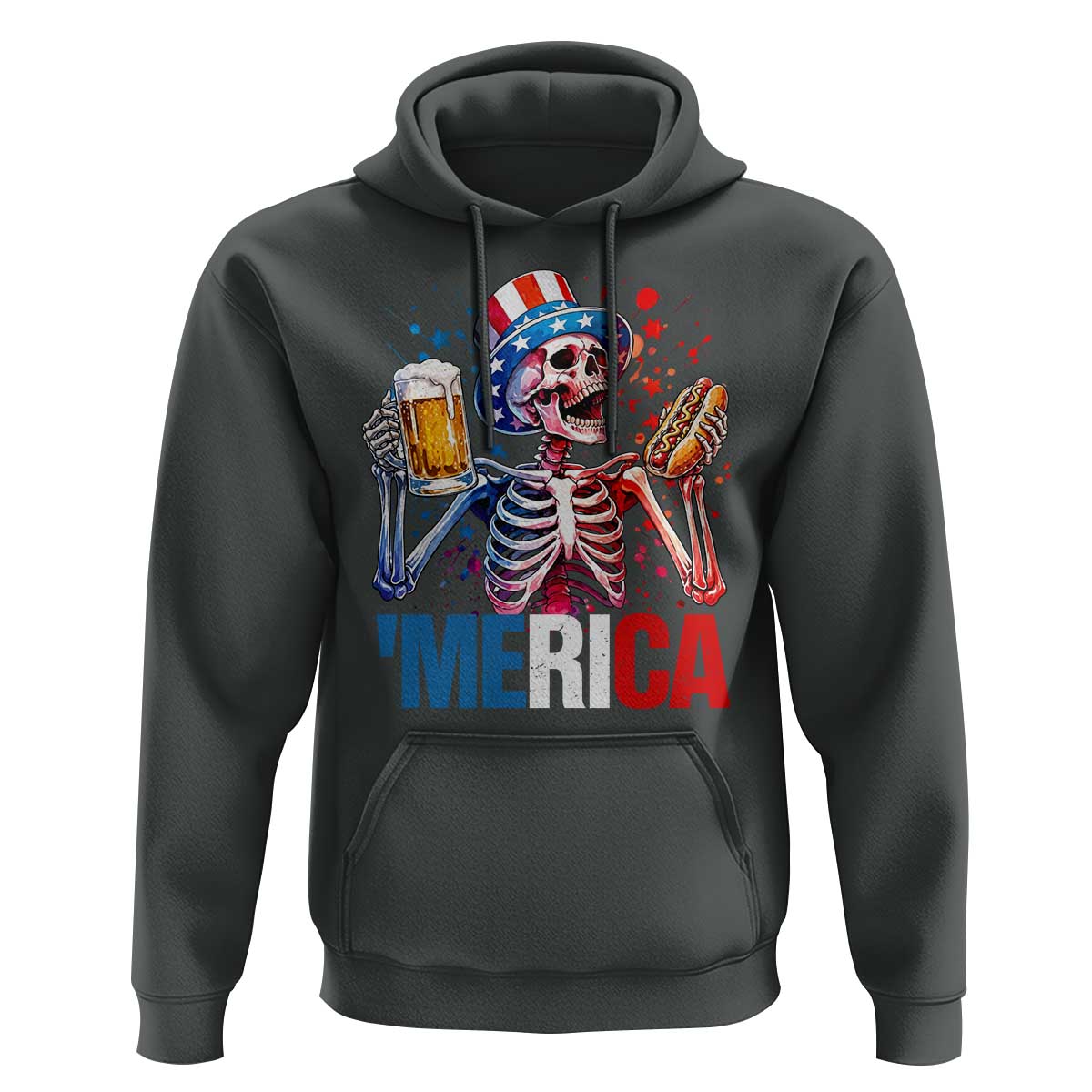 Red White And Blue Skeleton Party Hoodie American Freedom Vibes