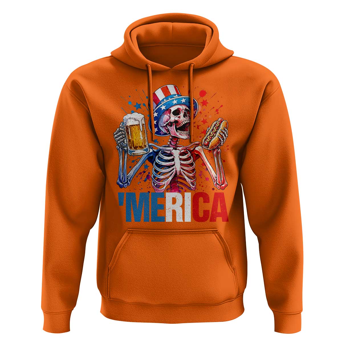 Red White And Blue Skeleton Party Hoodie American Freedom Vibes