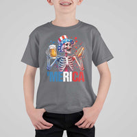 Red White And Blue Skeleton Party T Shirt For Kid American Freedom Vibes