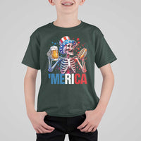 Red White And Blue Skeleton Party T Shirt For Kid American Freedom Vibes