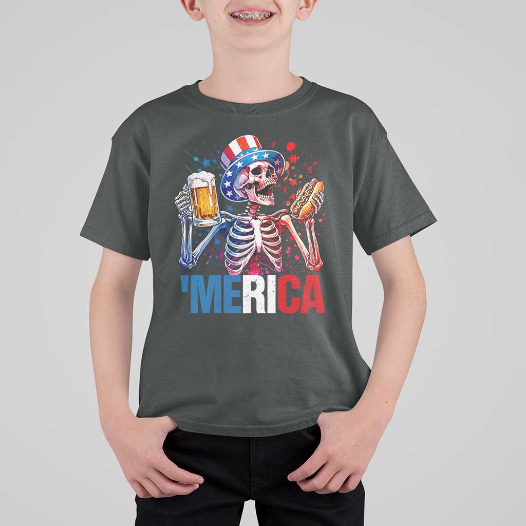 Red White And Blue Skeleton Party T Shirt For Kid American Freedom Vibes