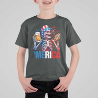 Red White And Blue Skeleton Party T Shirt For Kid American Freedom Vibes