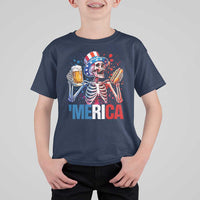 Red White And Blue Skeleton Party T Shirt For Kid American Freedom Vibes